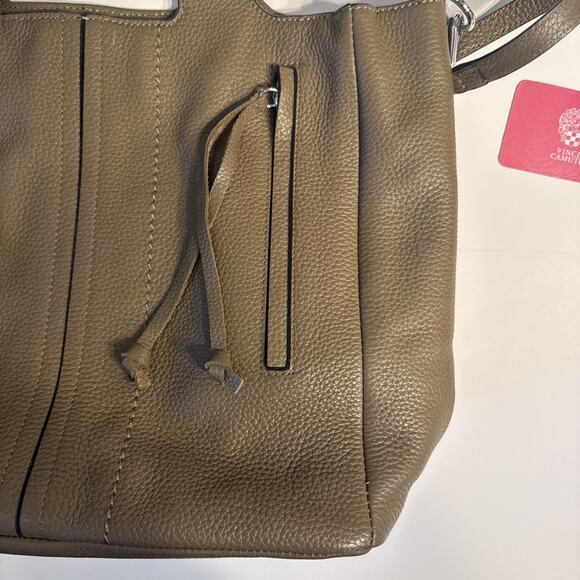 VINCE CAMUTO Deep Moss Leather Crossbody Purse Bag Silver Details - Picture 3 of 10